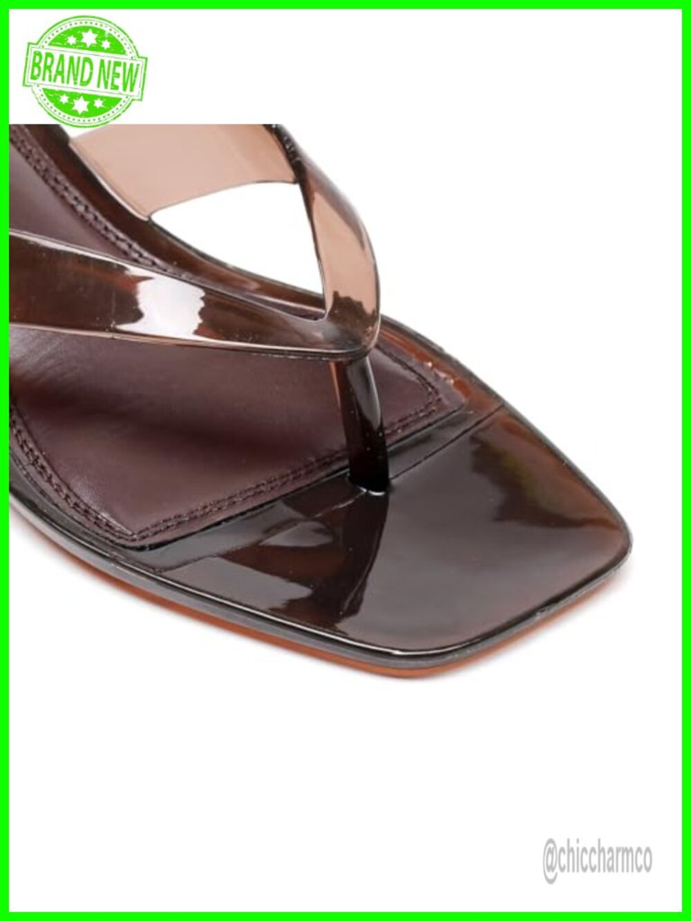 Clear Jelly Thong Heeled Sandals Kitten Heel Mules Square Open Toe Summer Beach - Picture 3 of 6